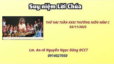 Suy niệm Lời Chúa thứ hai tuần XXXI thường niên năm C 03/11/2025 Lm. An-rê Nguyễn Ngọc Dũng DCCT