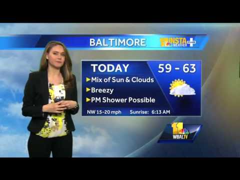 Breezy Monday, afternoon shower possible