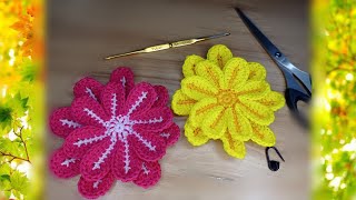 Making 3D Crochet Flowers /layer 2/(Part 2) riycraft