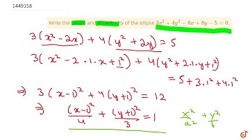 Write the centre and eccentricity of the ellipse  ltmath gt  ltmrow gt  ltmn gt3 lt/mn gt ltms