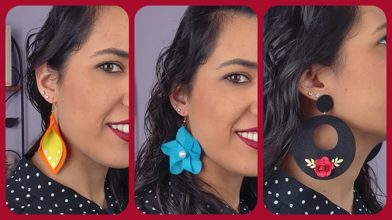 3 pendientes de fieltro / aretes de fieltro fáciles