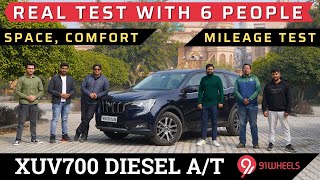 Mahindra XUV700 Diesel Auto Review with 6 People + Mileage Test || 91Wheels