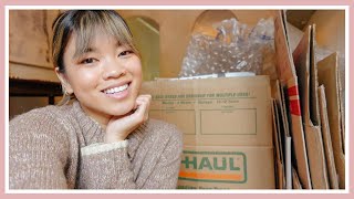 Packing up our first moving boxes & decluttering our kitchen & downstairs-  one week till the move!