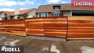 Horizontal Redwood Fence and Gate Build With Staining Process!