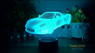 3d sports car illusion lamp video