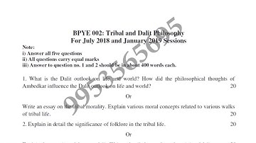 IGNOU BPYE-002 solved assignment 2018-19 / Tribal and Dalit Philosophy
