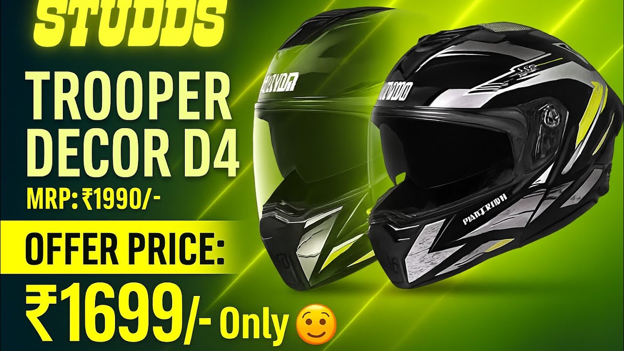 Best Helmet Under ₹1700? 😱 Studds Trooper Decor D4 Race Black Yellow Grey Review #Trending #bike