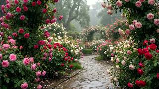 π§οΈ Deep Focus in a Rainy Rose Garden | Distant Thunder & Peaceful Ambience (2 Hours)