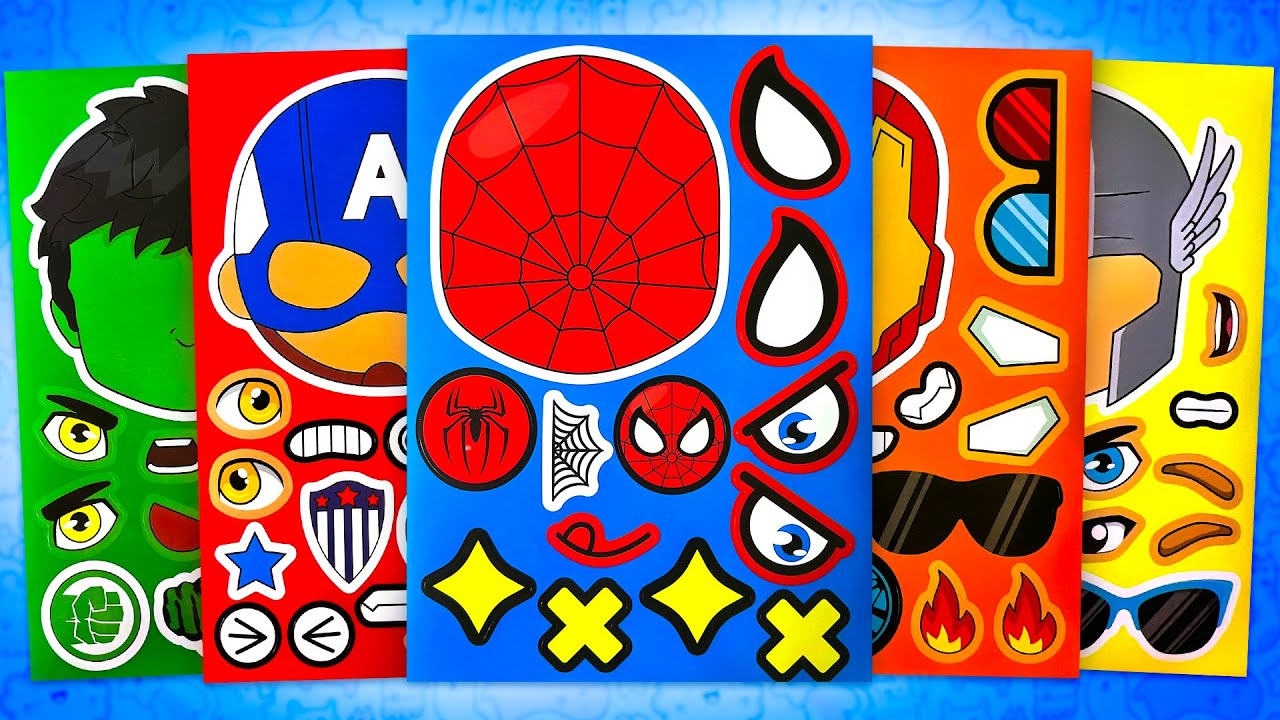 [ToyASMR] Satisfying with Sticker Book Marvel Super Hero Hulk, Spiderman, Iron Man #paperplay #asmr