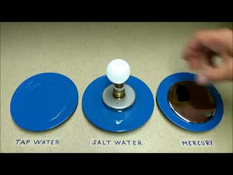 Comparing the conductivity of tap water, salt water and mercury - YouTube