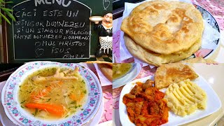 Supã pe picioare de pui, ghiveci,turte prajite( colacei ) si piure meniu complet de la Bunica ❤🇷🇴