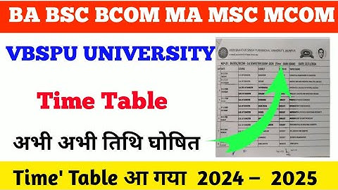 BA BSC BCOM MA MSC MCOM LLB LLM VBSPU University Time Table 2024 || Time Table 2024 – 2025