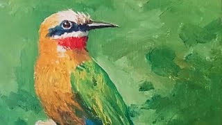 土人教画】412 教油画-彩色鸟Terrain art class oilPainting