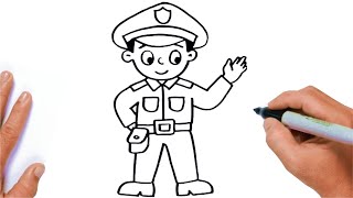 How to DRAW A POLICEMAN EASY Step by Step