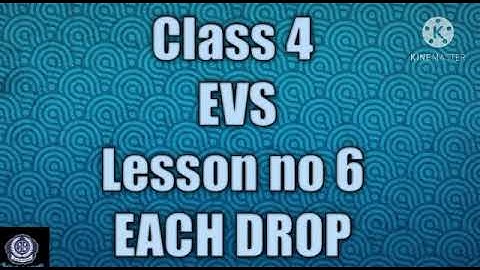 Notes of EVS, Class 4, lesson no 6, Each Drop.