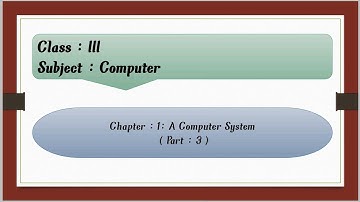 A Computer System For Class 3 : Chapter : 1 ( Part : 3 )