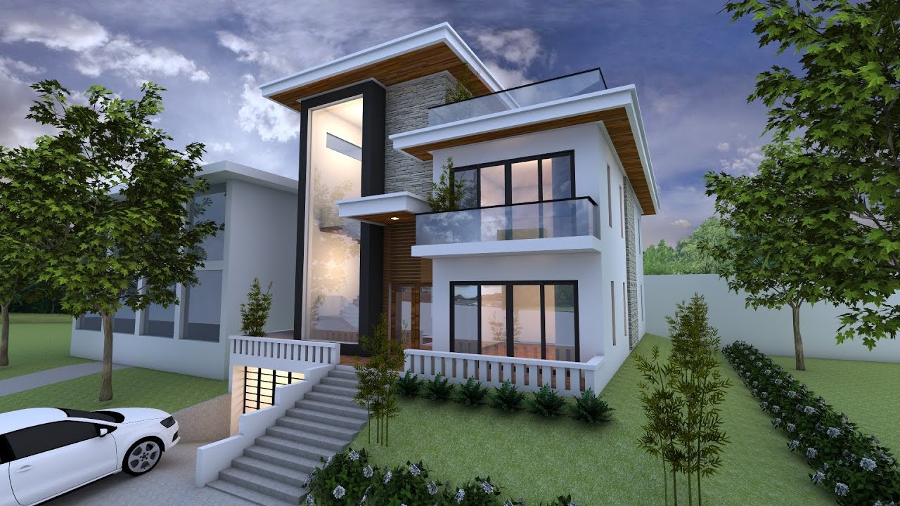  Sketchup  Exterior 3 Stories Villa Design  Drawing from 