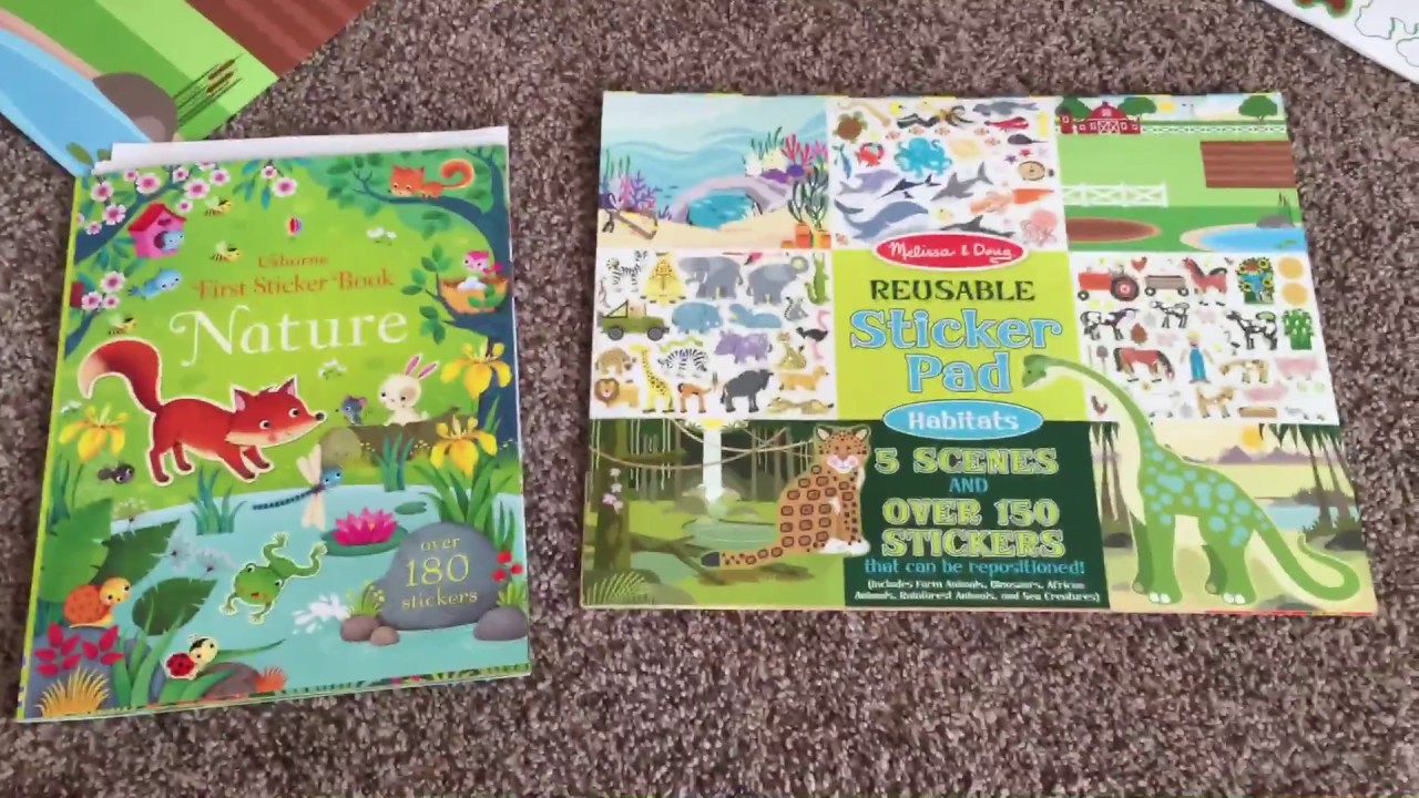 Melissa & Doug Reusable Sticker Pad: Habitats VS Usborne First Sticker  Book: Nature 