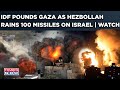 Amid iran threat idf strikes gaza as hezbollah rains fire on israel with 100 missiles in 15 mins