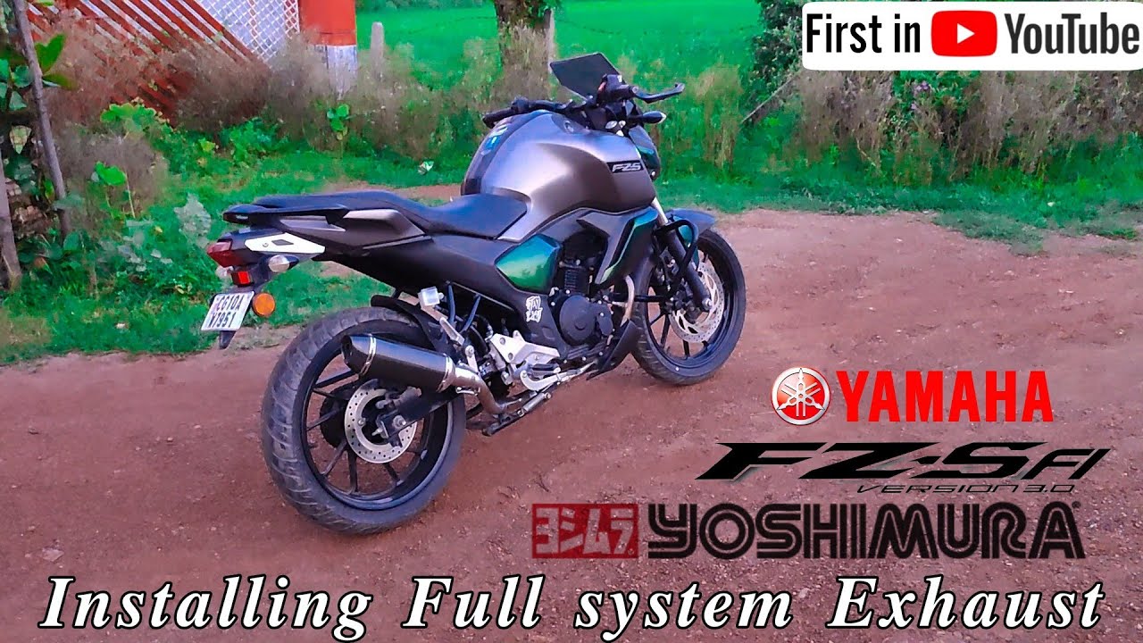Installing Full system Exhaust in Yamaha FZS V3 BS6🔥 Unboxing