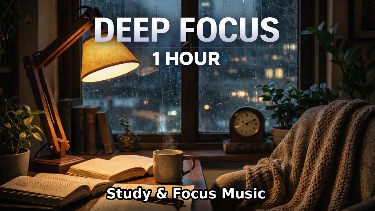 Cozy Night Desk ☔ Rain Sounds for Studying & Deep Focus (1 HOUR)