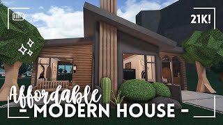 [ bloxburg ] 21k! | affordable modern one story house ꒰ no gamepass build & tour ꒱
