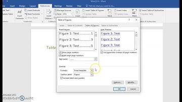 Table of Figures in Word 2016