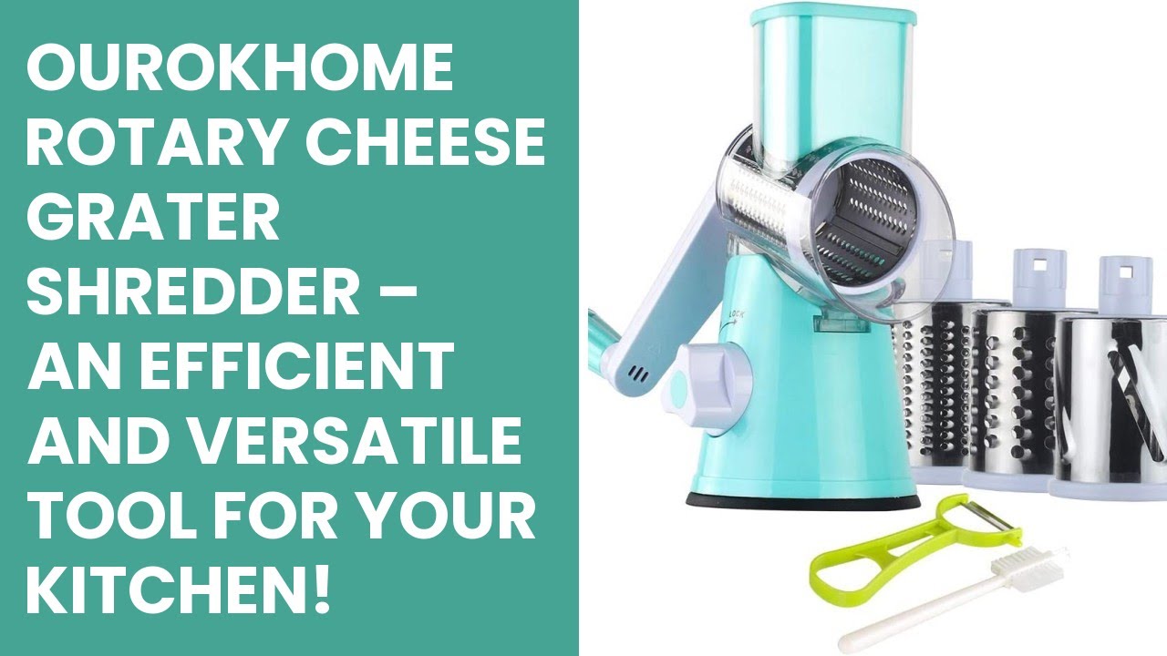 Ourokhome Rotary Cheese Grater Vegetable Slicer - Rotary Round Drum Grater  Chopper with 3 Stainless Steel Drums Strong Suction