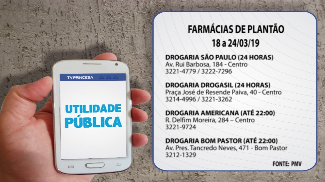 (JC 18/03/19) Confira o plantão de farmácias do dia 18/03 ao dia 24/03 tv educativa es