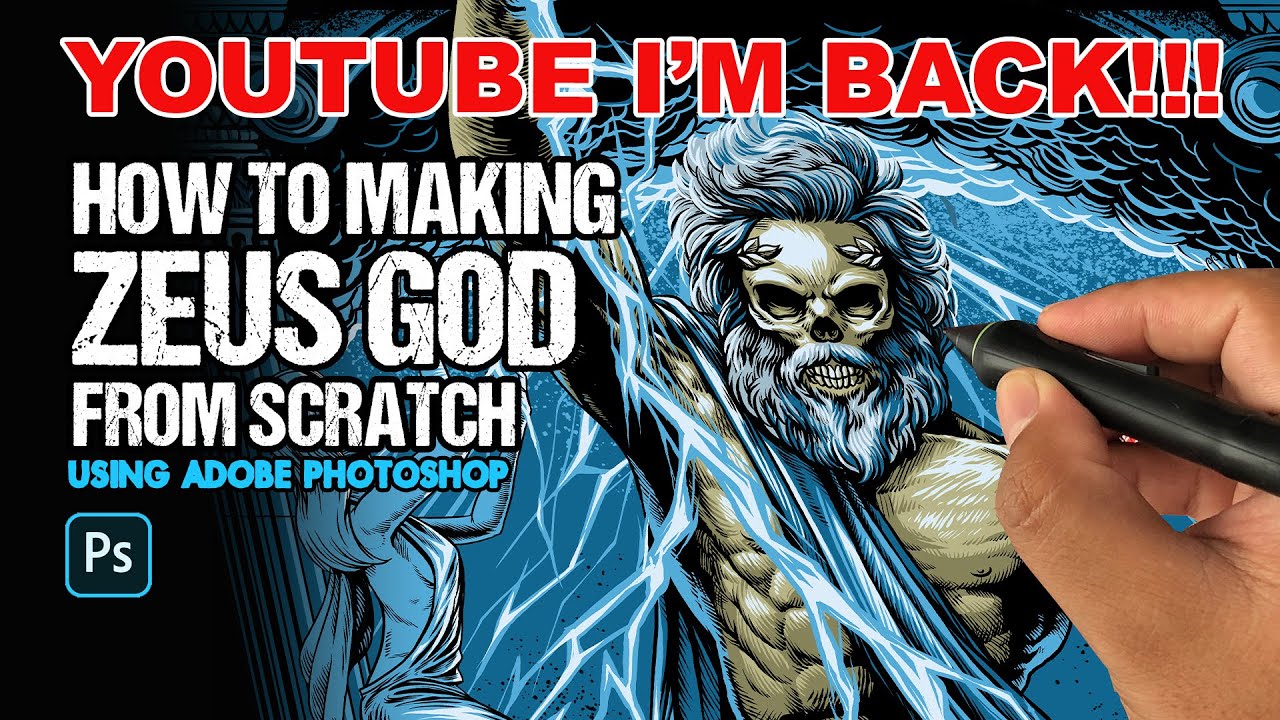 The Making of Zeus God Illustration for T-Shirt Design ENGLISH SUB