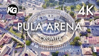 Pula Roman Amphitheatre in Pula, Istria Croatia 4K aerial photography / DJI mini 2