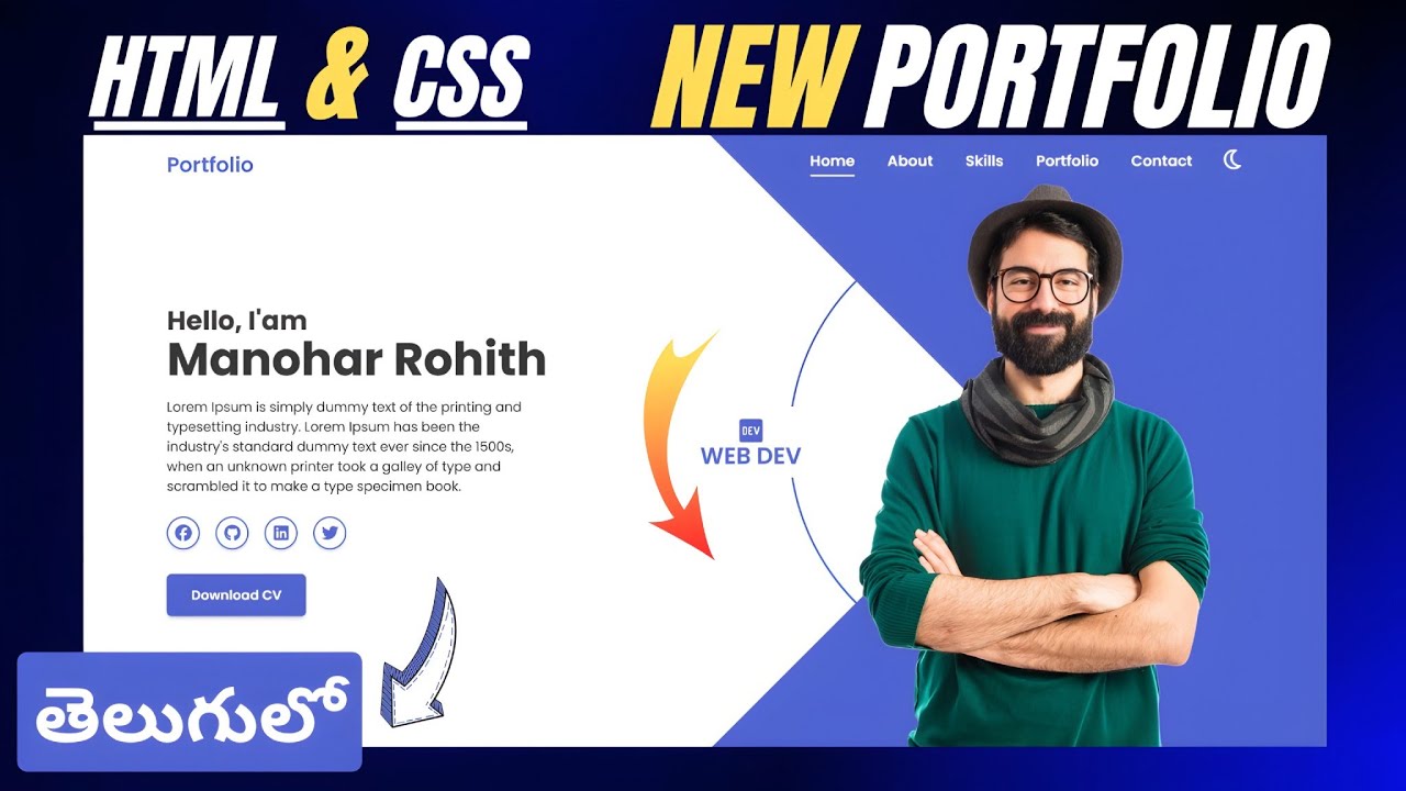 🚀 Best Animated Portfolio Website using HTML & CSS in Telugu | Smooth ...