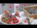 Strawberry Waffle 🍓 | Changing the stage to a KAKADO wood cutting board | cafe vlog | 카페브이로그
