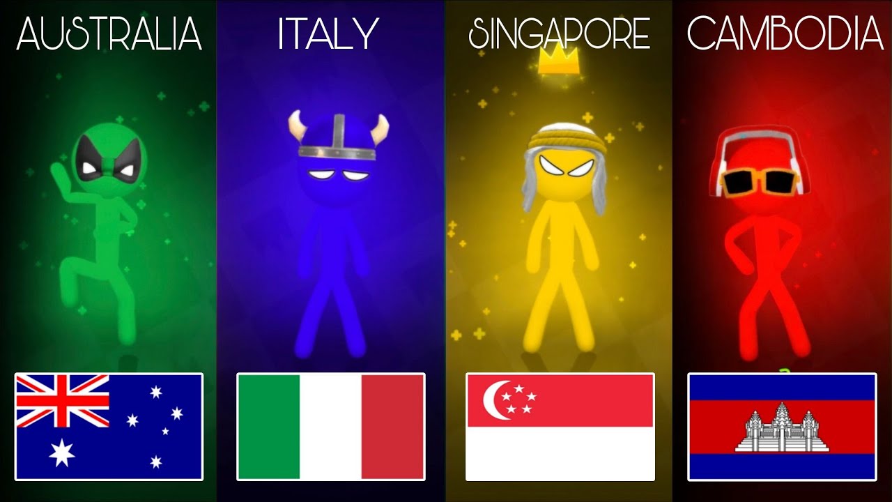 Stickman Party Game  🟦🟥🟨🟩 - 9 Different Mimi Games 