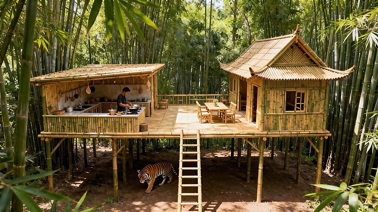 Bamboo Tree Houses High in the Wild Survival Compilation