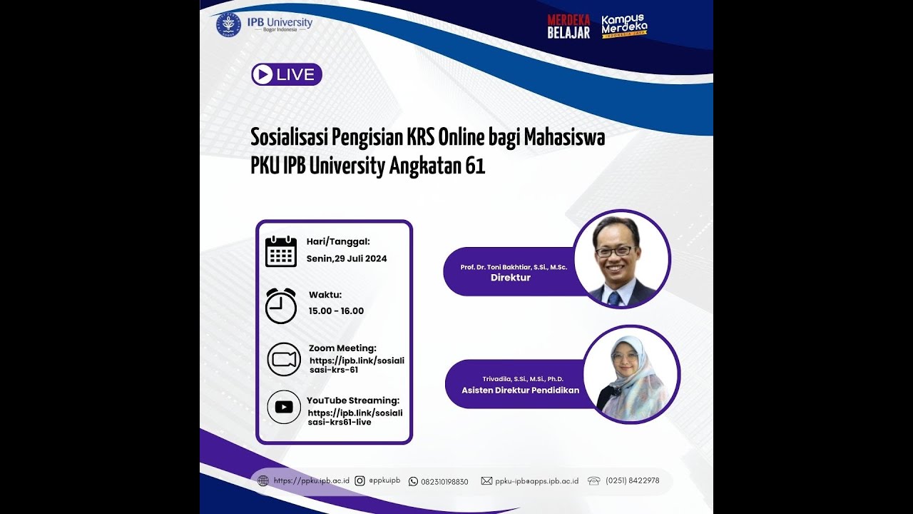 Sosialisasi Pengisian KRS Online bagi Mahasiswa PKU IPB University Angkatan 61