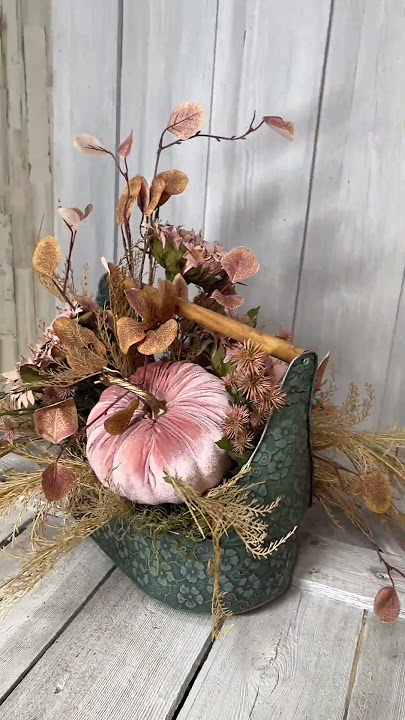 Cottage Pink Pumpkin Arrangement | KDS Tutorial   Fall Floral Design