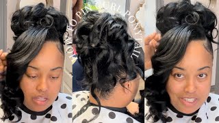 How to do a Quickweave Pin curl Ponytail on Natural hair