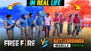 Free Fire Vs Battleground Mobile India in Real Life Clash Squad/ TDM Mode- Two side Gamers Vlogs #49