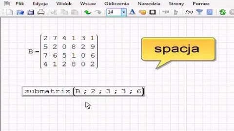 SMath funkcja submatrix