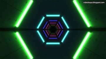 VJ Loop 28 - Hexagonal Tunnel & Multicolor Neons - 4K - [30 min]
