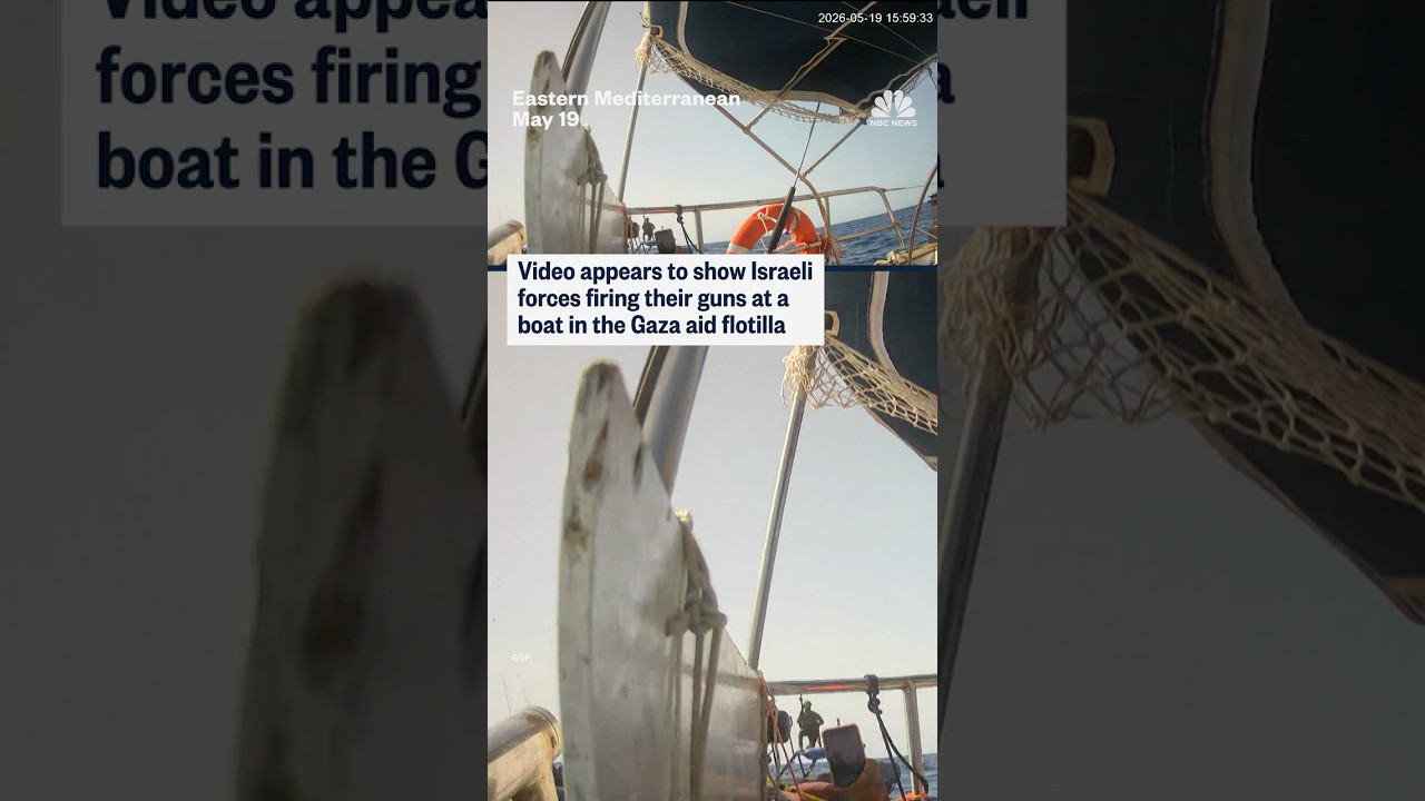Video appears to show Israeli forces firing their guns at a boat in the Gaza aid flotilla
