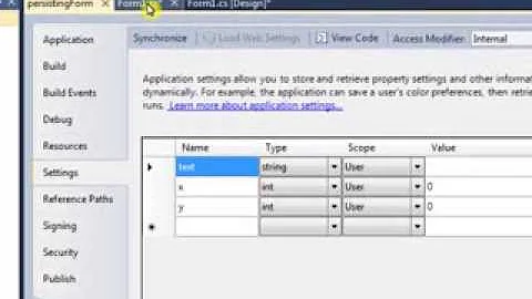 save application settings in a Windows Forms Application