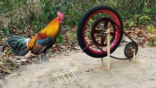 New Create Method Wild Chicken Trap Using Bicycle Work 100%