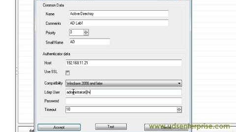 UDS - Configuring Authenticators - Active Directory
