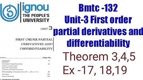 (v-28) Ignoucbcs bag bscg mathematics bmtc-132 Unit- 3First order partial derivatives Theorem 3,4,5