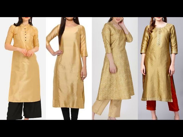 Plus Size Long MUSTERED & RED Embroidered A-LINE Cotton Silk Kurti