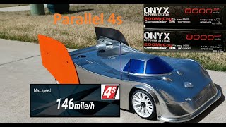 146 mph on 4s Hobao VTE2 1/7 scale - ONYX RC LiPos