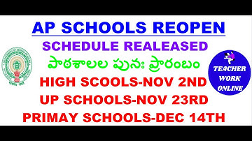 AP SCHOOLS,COLLEGES REOPEN SCHEDULE RELEASED BY AP GOVERNMENT-#APSCHOOLS - LATEST NEWS
