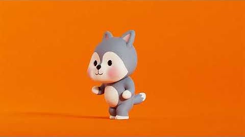 Wolf Character Cartoon Chibi Kawaii Rigged Animated Low-poly 3D model
